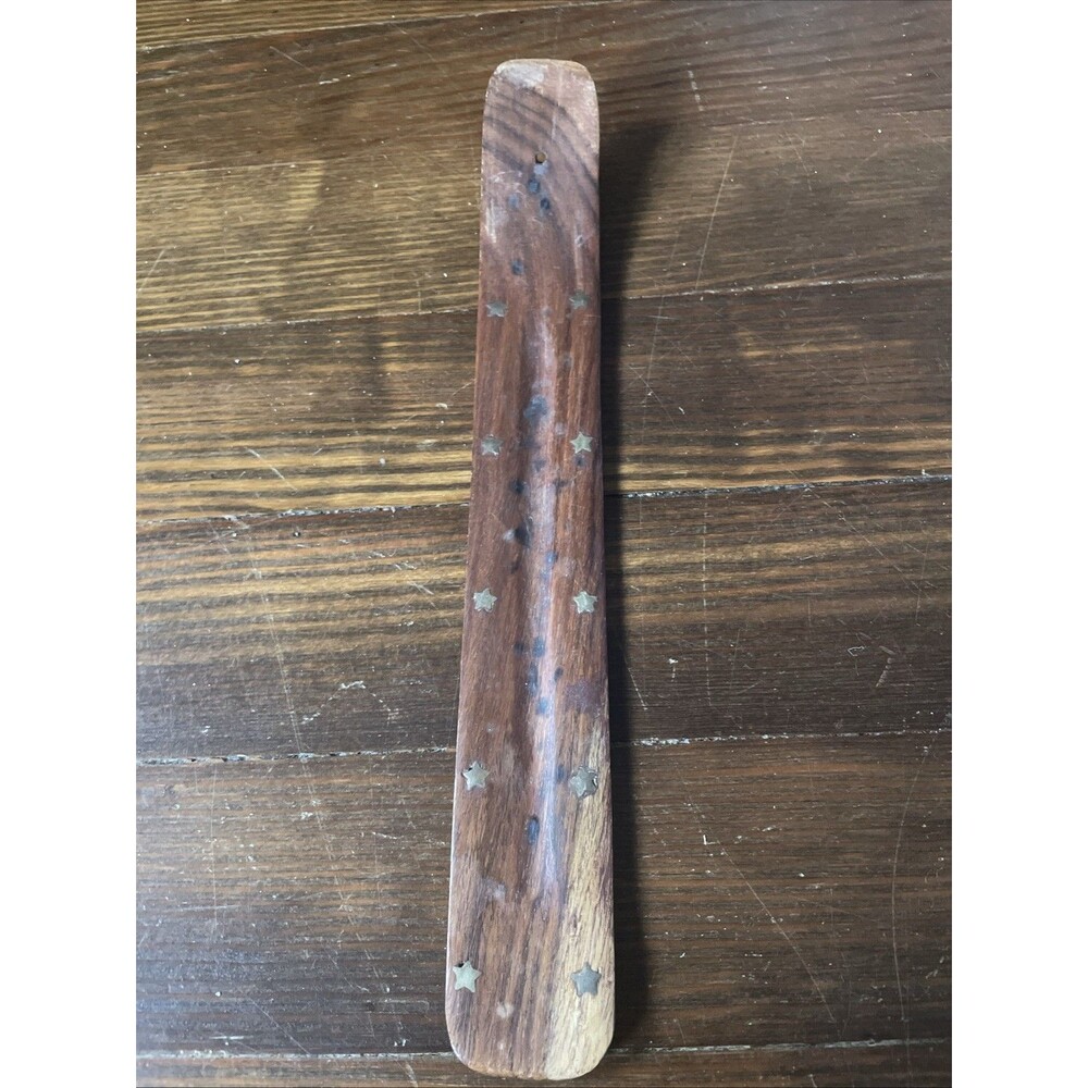 Wood Incense Burner Ash Catcher, Stick & Cone Incense Holder, Hand Crafted, 10"